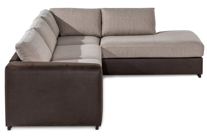 Cuba 4-personers Højrevendt L-formet Chaiselongsofa i Kunstlæder/Stof - Brun / Beige - Møbler - Sofaer - Sofa med chaiselong