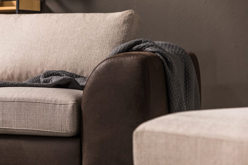 Cuba 4-personers Venstrevendt L-formet Chaiselongsofa i Kunstlæder/Stof - Brun / Beige - Møbler - Sofaer - Sofa med chaiselong