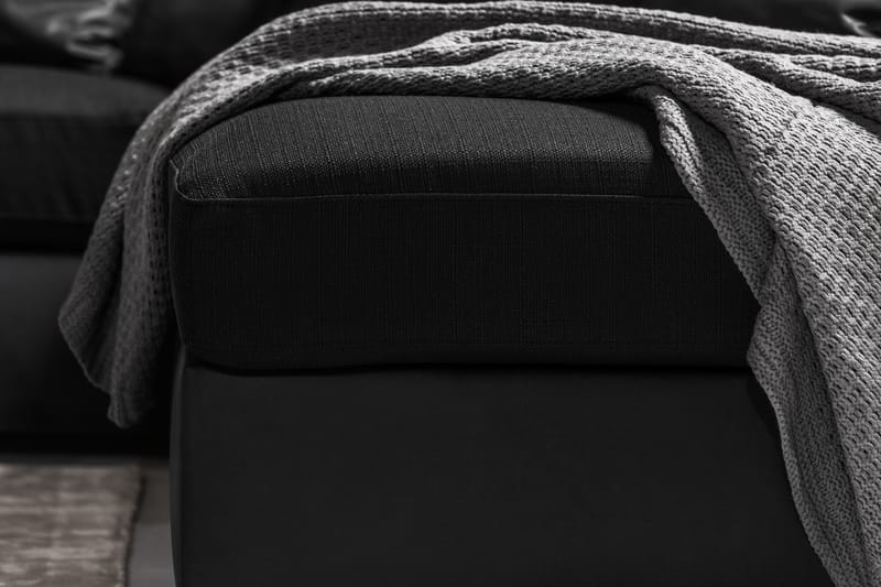 Cuba 4-personers Højrevendt L-formet Chaiselongsofa i Kunstlæder/Stof inkl. Kuvertpuder - Grå / Sort - Møbler - Sofaer - Sofa med chaiselong