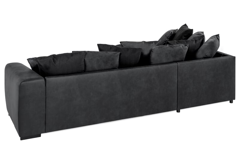 Cuba 4-personers Venstrevendt L-formet Chaiselongsofa i Kunstlæder/Stof inkl. Kuvertpuder - Grå / Sort - Møbler - Sofaer - Sofa med chaiselong