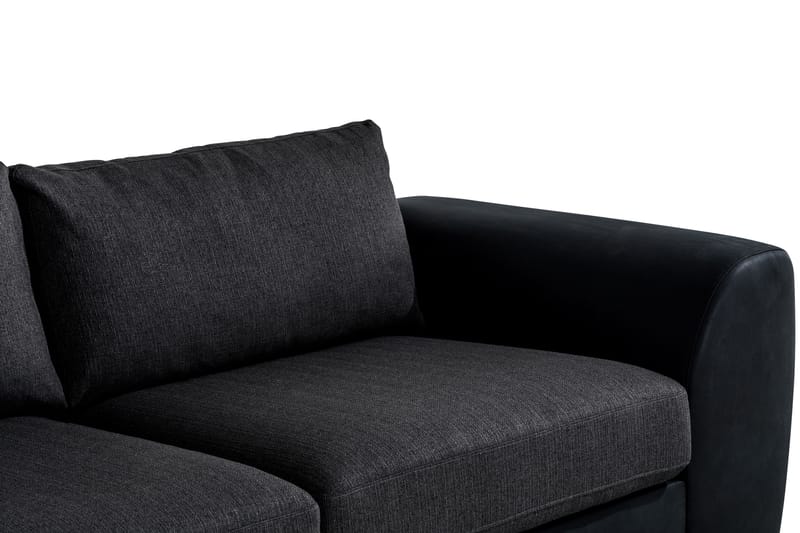 Cuba 4-personers Venstrevendt L-formet Chaiselongsofa i Kunstlæder/Stof - Sort / Grå - Møbler - Sofaer - Sofa med chaiselong