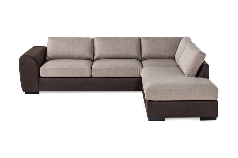 Cuba 4-personers Højrevendt L-formet Chaiselongsofa i Kunstlæder/Stof - Brun / Beige - Møbler - Sofaer - Sofa med chaiselong