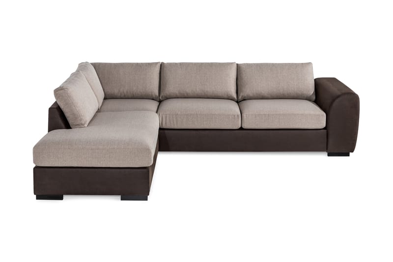 Cuba 4-personers Venstrevendt L-formet Chaiselongsofa i Kunstlæder/Stof - Brun / Beige - Møbler - Sofaer - Sofa med chaiselong