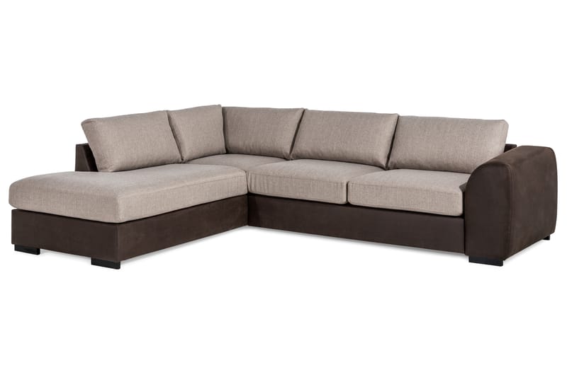 Cuba 4-personers Venstrevendt L-formet Chaiselongsofa i Kunstlæder/Stof - Brun / Beige - Møbler - Sofaer - Sofa med chaiselong
