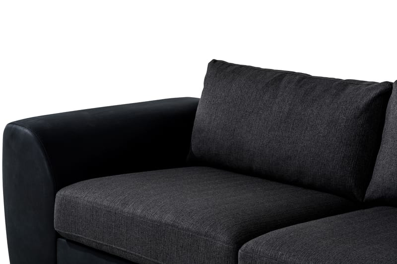 Cuba 4-personers Højrevendt L-formet Chaiselongsofa i Kunstlæder/Stof - Sort / Grå - Møbler - Sofaer - Sofa med chaiselong