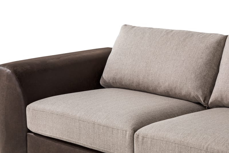 Cuba 4-personers Højrevendt L-formet Chaiselongsofa i Kunstlæder/Stof - Brun / Beige - Møbler - Sofaer - Sofa med chaiselong