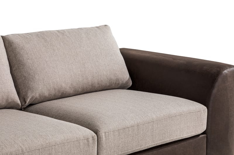 Cuba 4-personers Venstrevendt L-formet Chaiselongsofa i Kunstlæder/Stof - Brun / Beige - Møbler - Sofaer - Sofa med chaiselong