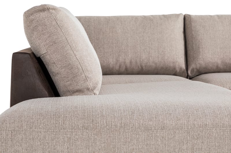 Cuba 4-personers Venstrevendt L-formet Chaiselongsofa i Kunstlæder/Stof - Brun / Beige - Møbler - Sofaer - Sofa med chaiselong