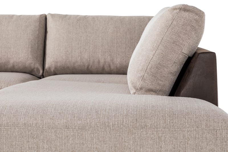 Cuba 4-personers Højrevendt L-formet Chaiselongsofa i Kunstlæder/Stof - Brun / Beige - Møbler - Sofaer - Sofa med chaiselong