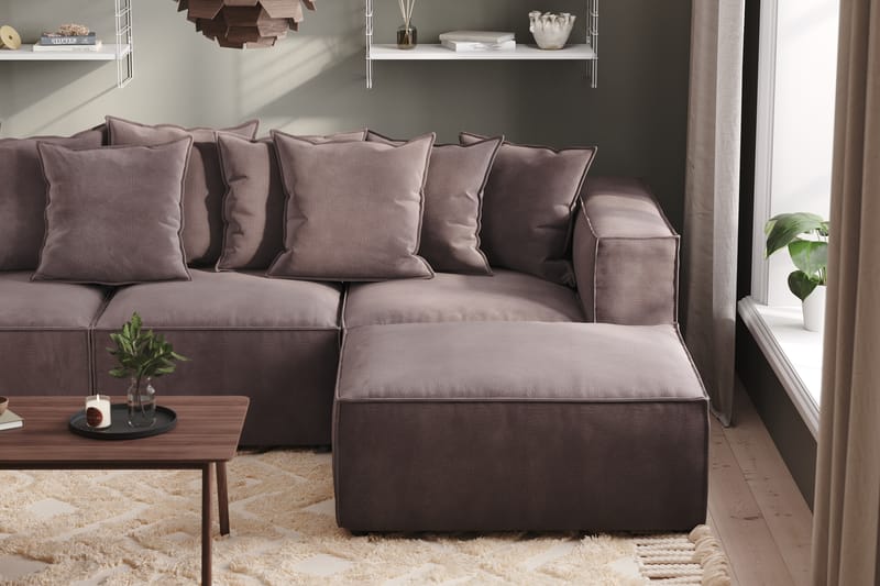 Cubo 4-personers Vendbar L-formet Dyb Modulsofa med Divan i Fløjl - Mørkegrå - Møbler - Sofaer - Sofa med chaiselong