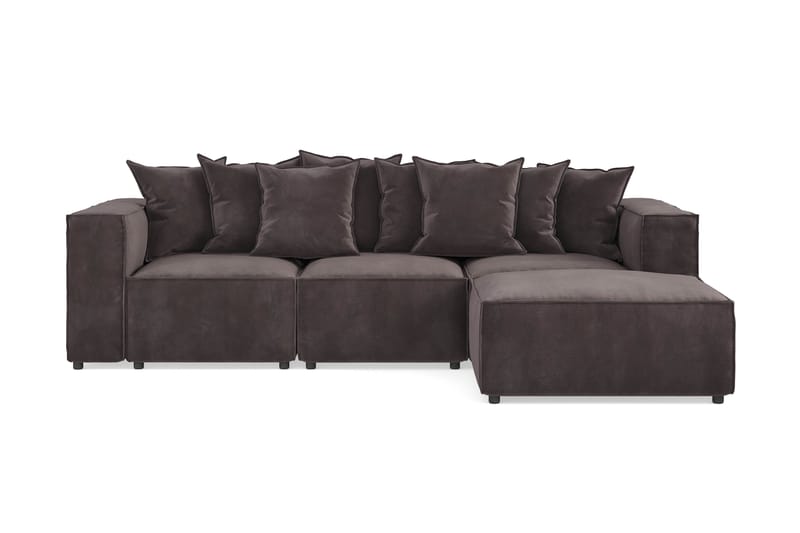 Cubo 4-personers Vendbar L-formet Dyb Modulsofa med Divan i Fløjl - Mørkegrå - Møbler - Sofaer - Sofa med chaiselong