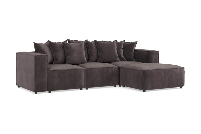 Cubo 4-personers Vendbar L-formet Dyb Modulsofa med Divan i Fløjl - Mørkegrå - Møbler - Sofaer - Sofa med chaiselong