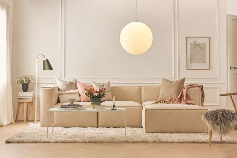 Cubo 4-personers Dyb Modulsofa med Divan i Stof - Beige - Møbler - Sofaer - Sofa med chaiselong