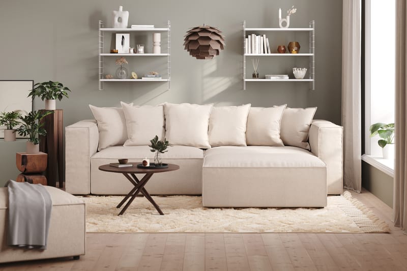 Cubo 4-personers L-formet Dyb Modulsofa med Divan i Stof - Beige - Møbler - Sofaer - Sofa med chaiselong