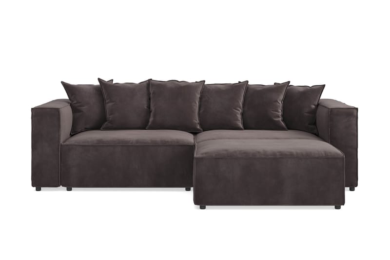 Cubo 4-personers L-formet Dyb Modulsofa med Divan i Fløjl - Mørkegrå - Møbler - Sofaer - Sofa med chaiselong