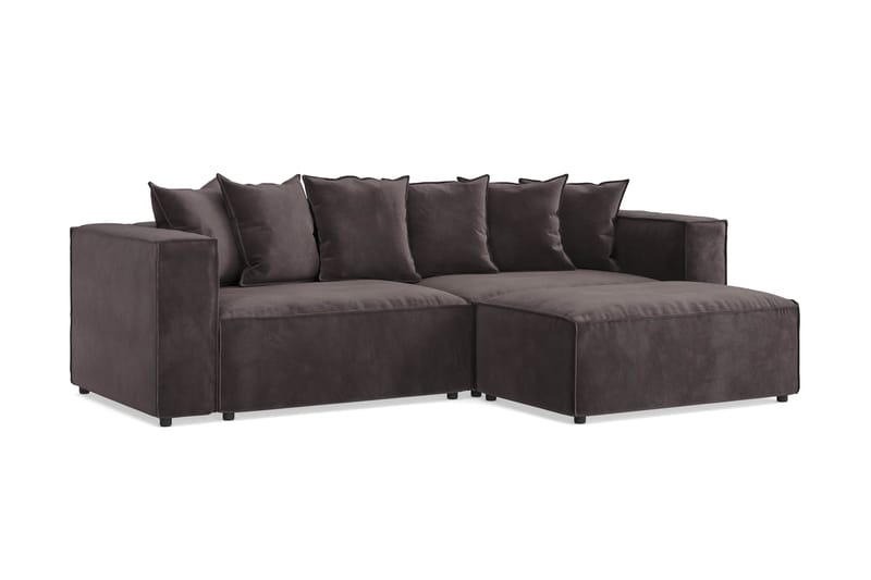 Cubo 4-personers L-formet Dyb Modulsofa med Divan i Fløjl - Mørkegrå - Møbler - Sofaer - Sofa med chaiselong