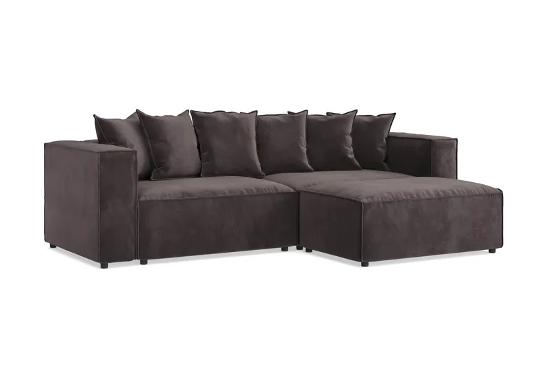 Cubo 4-personers L-formet Dyb Modulsofa med Divan i Fløjl - Mørkegrå - Møbler - Sofaer - Sofa med chaiselong