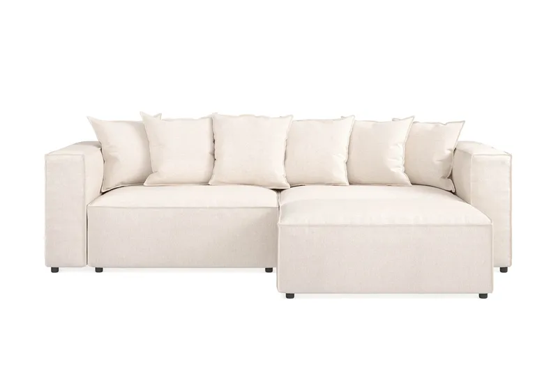 Cubo 4-personers L-formet Dyb Modulsofa med Divan i Stof, Beige