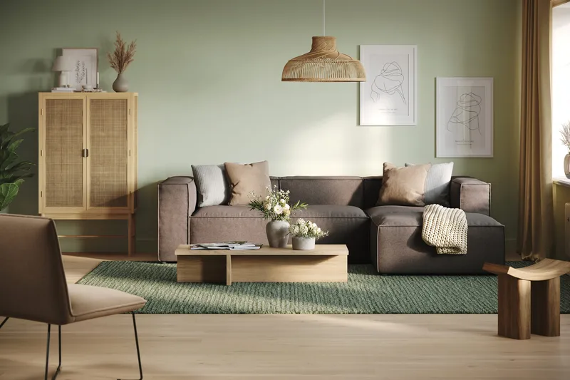 Cubo 4-personers Vendbar L-formet Dyb Modulsofa med Divan i Stof - Grå - Møbler - Sofaer - Sofa med chaiselong - 3 personers sofa med chaiselong