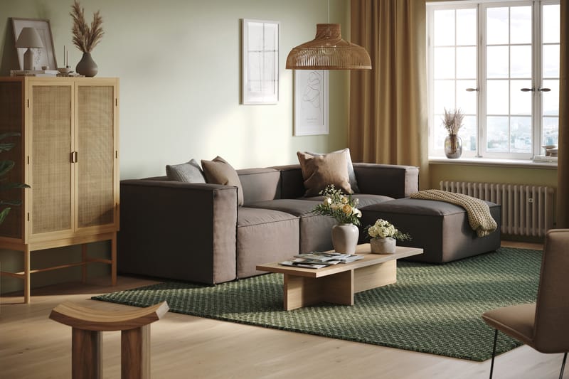 Cubo 4-personers Vendbar L-formet Dyb Modulsofa med Divan i Stof - Grå - Møbler - Sofaer - Sofa med chaiselong