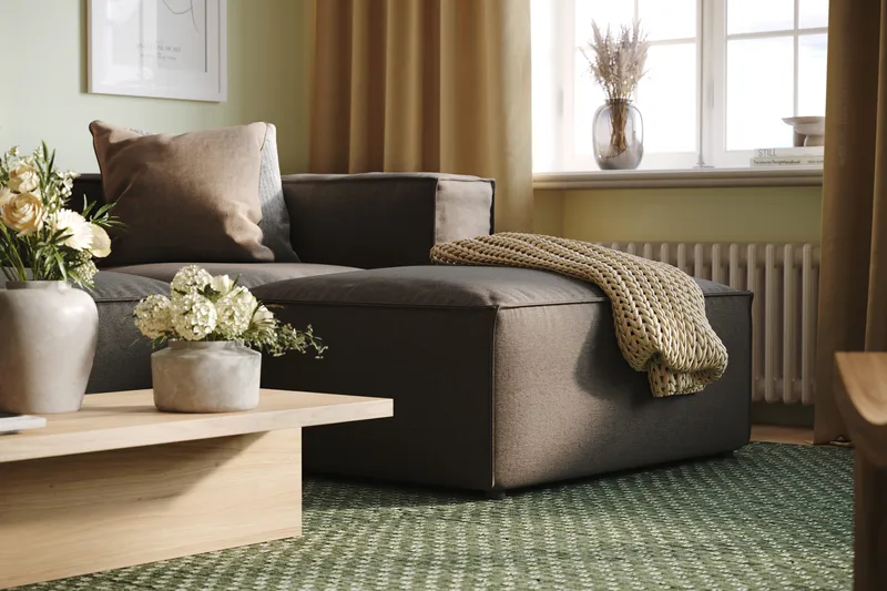 Cubo 4-personers Vendbar L-formet Dyb Modulsofa med Divan i Stof - Grå - Møbler - Sofaer - Sofa med chaiselong - 3 personers sofa med chaiselong
