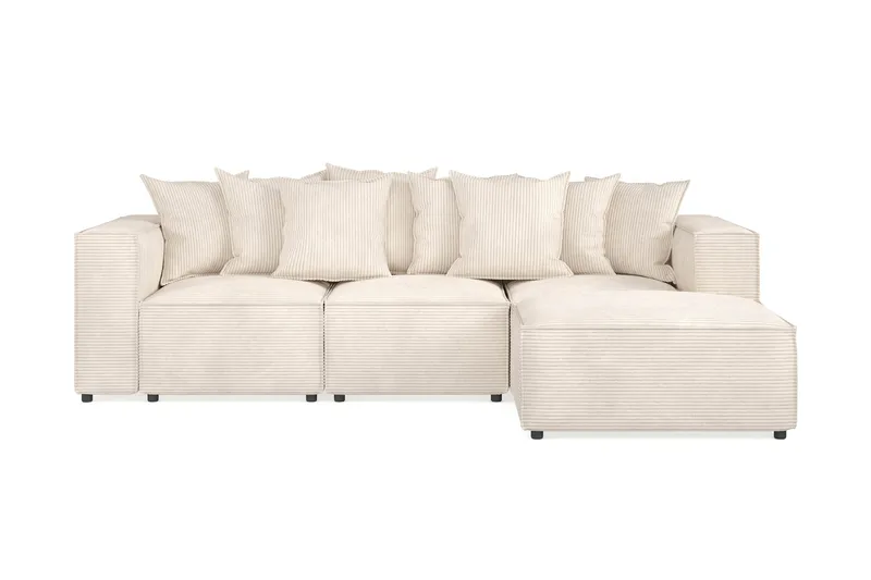 Cubo 4-personers Vendbar L-formet Dyb Modulsofa med Divan i Manchester, Beige