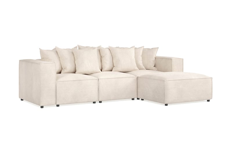 Cubo 4-personers Vendbar L-formet Dyb Modulsofa med Divan i Manchester - Beige - Møbler - Sofaer - Sofa med chaiselong - 3 personers sofa med chaiselong