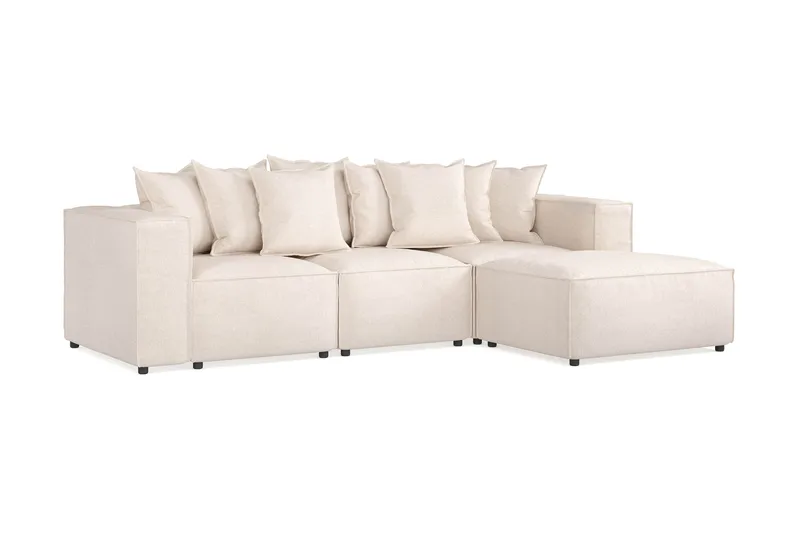 Cubo 4-personers Dyb Modulsofa med Divan i Stof - Beige - Møbler - Sofaer - Sofa med chaiselong - 3 personers sofa med chaiselong