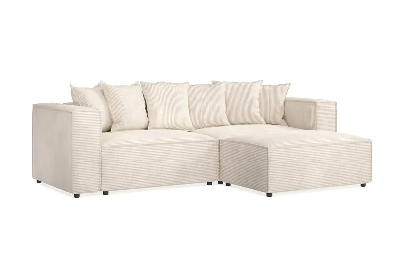 Cubo 4-personers L-formet Dyb Modulsofa med Divan i Manchester - Beige - Møbler - Sofaer - Sofa med chaiselong
