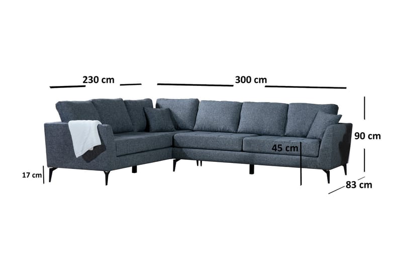 Destinye Hjørnesofa med Chaiselong Venstre - Grå - Møbler - Sofaer - Sofa med chaiselong