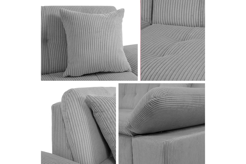 Djerra Sofa med Divan 3-personers - Sort - Møbler - Sofaer - Sofa med chaiselong