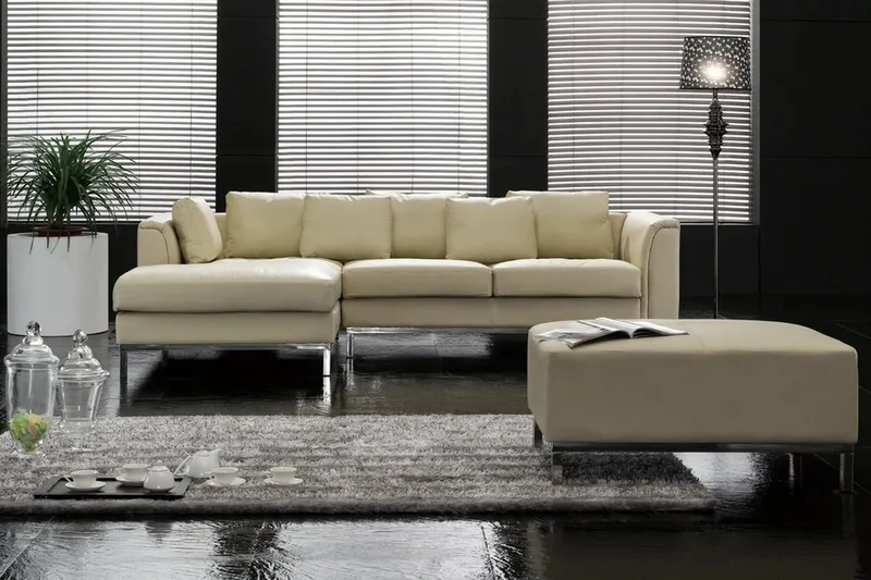 Dugard Hjørnesofa Højre - Beige/Læder - Møbler - Sofaer - Sofa med chaiselong
