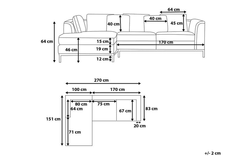 Dugard Hjørnesofa Højre - Beige/Læder - Møbler - Sofaer - Sofa med chaiselong