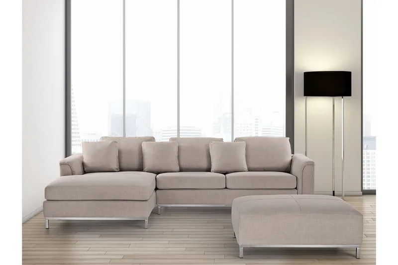 Dugard Hjørnesofa Højre + Fodskammel, Beige