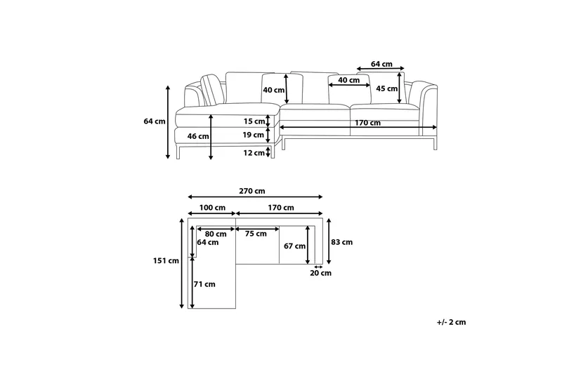 Dugard Hjørnesofa Højre - Sort/Læder - Møbler - Sofaer - Sofa med chaiselong
