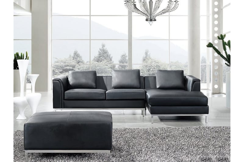 Dugard Hjørnesofa Venstre, Sort/Læder