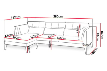 Dunmyre Hjørnesofa Venstre - Grå - Møbler - Sofaer - Sofa med chaiselong