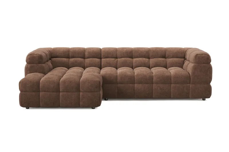 Elise 4-sæders Venstrevendt L-formet Boblet Chaiselongsofa 274 cm i Chenille, Brun