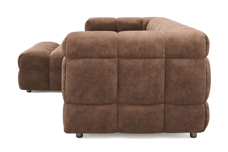 Elise 4-sæders Venstrevendt L-formet Boblet Chaiselongsofa 274 cm i Chenille - Brun - Møbler - Sofaer - Sofa med chaiselong
