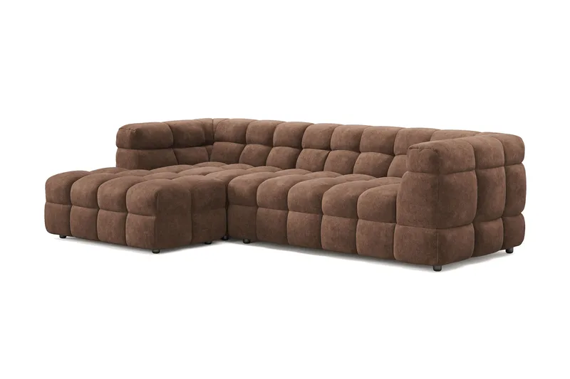Elise 4-sæders Venstrevendt L-formet Boblet Chaiselongsofa 274 cm i Chenille - Brun - Møbler - Sofaer - Sofa med chaiselong
