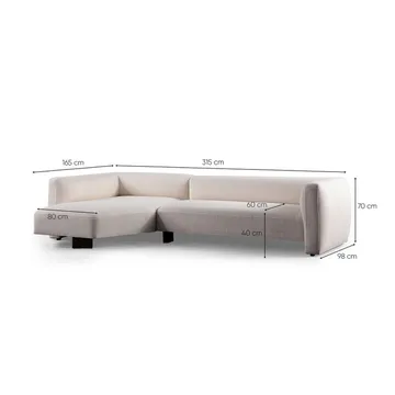 Elvaris 4-personers sofa med Chaiselong - Hvid - Møbler - Sofaer - Sofa med chaiselong