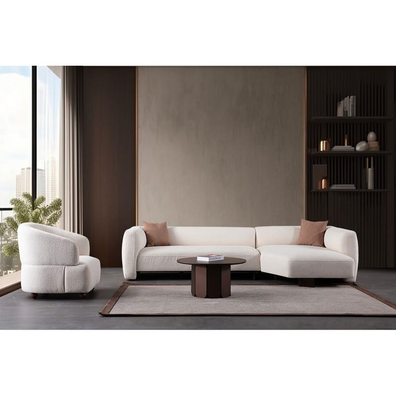 Elvaris 4-personers sofa med Chaiselong - Hvid - Møbler - Sofaer - Sofa med chaiselong