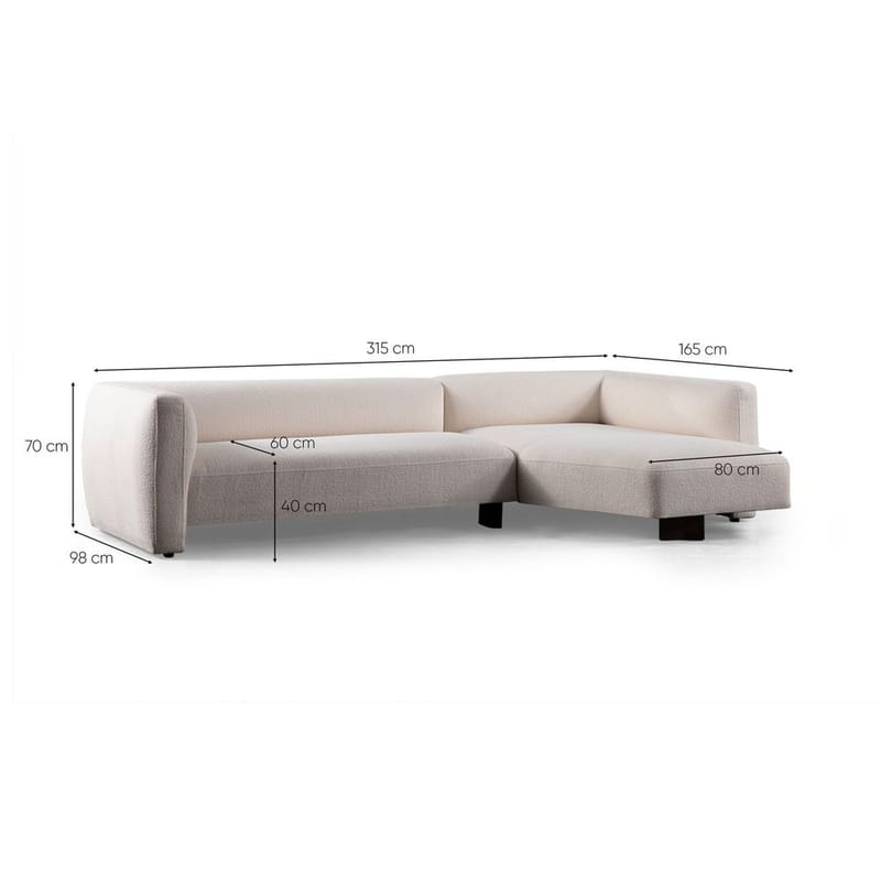 Elvaris 4-personers sofa med Chaiselong - Hvid - Møbler - Sofaer - Sofa med chaiselong