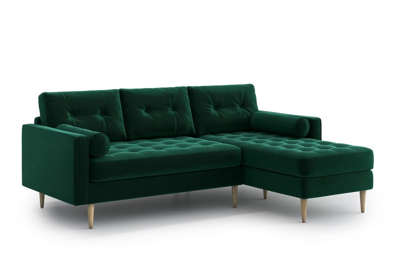 Esmeralde 4-Pers. Chaiselongsofa - Mørkegrøn - Sofa med chaiselong - 4 personers sofa med chaiselong