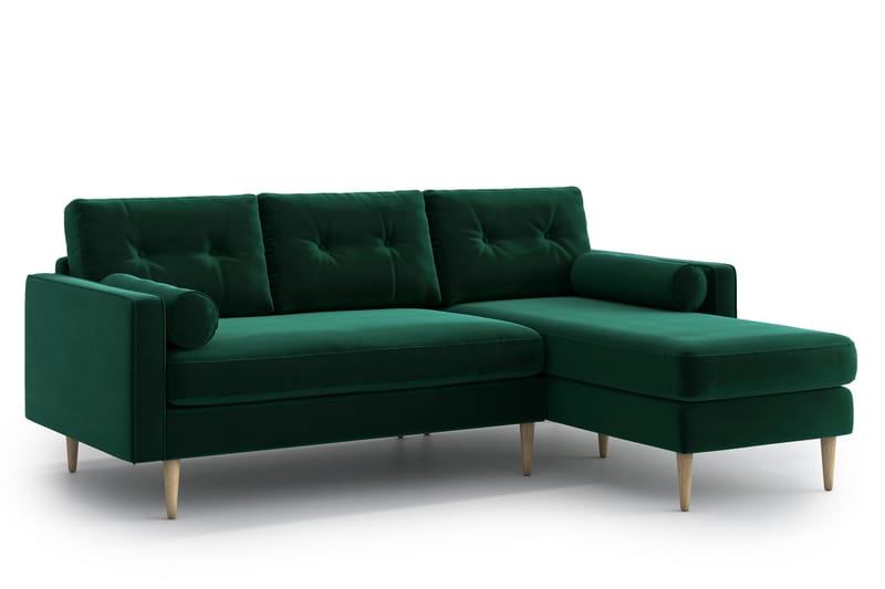 Esmeralde 4-Pers. Chaiselongsofa - Grøn - Sofa med chaiselong - 4 personers sofa med chaiselong