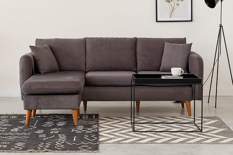 Espeut 2-personers Venstre L-formet Dyb Sofa med Chaiselong i Stof - Grå - Møbler - Sofaer - Sofa med chaiselong
