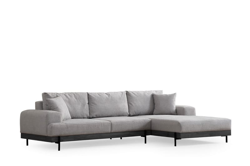 Eti 4-personers Højrevendt L-formet Hjørnesofa med Divan 98 cm i Stof - Grå - Møbler - Sofaer - Sofa med chaiselong