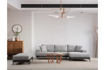Eti 4-personers Højrevendt L-formet Hjørnesofa med Divan 98 cm i Stof - Grå - Møbler - Sofaer - Sofa med chaiselong