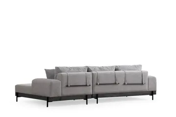 Eti 4-personers Højrevendt L-formet Hjørnesofa med Divan 98 cm i Stof - Grå - Møbler - Sofaer - Sofa med chaiselong