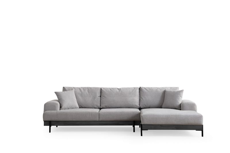 Eti 4-personers Højrevendt L-formet Hjørnesofa med Divan 98 cm i Stof - Grå - Møbler - Sofaer - Sofa med chaiselong